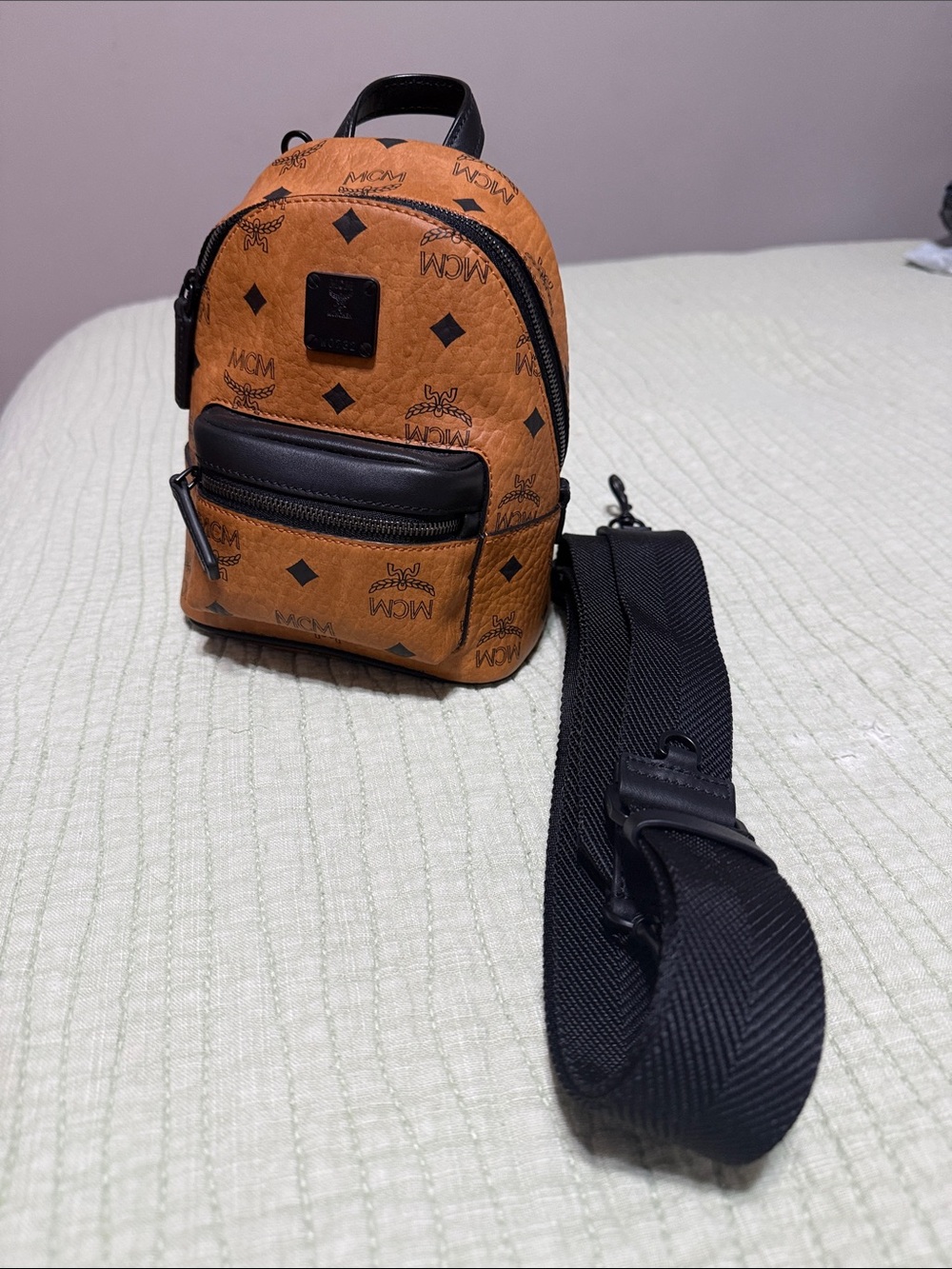 MCM Cognac and Black Backpack mini - Picture 6 of 6
